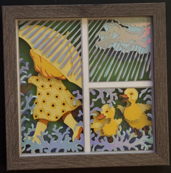 Adorable Girl and Duckling Shadowbox